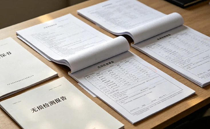 Snapshot of collected material certificates and NDT inspection reports